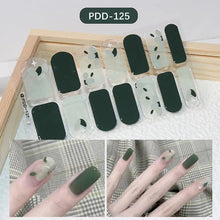 Gel nail stickers floristic design semi cured nail art close up