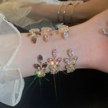 Adjustable zircon leaf gold bracelet for women
