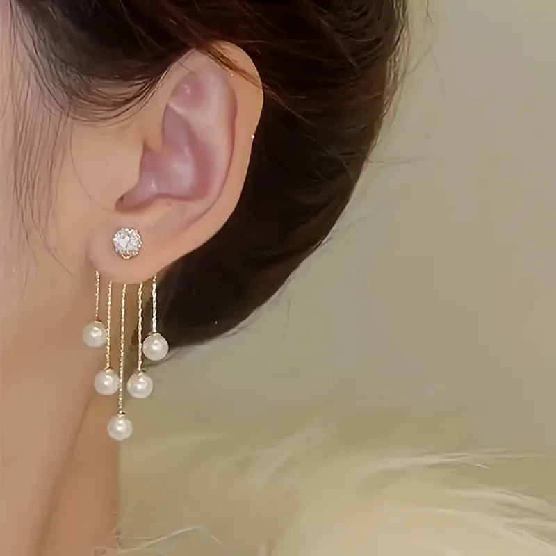Oversized Simulated Pearl Drop Earrings