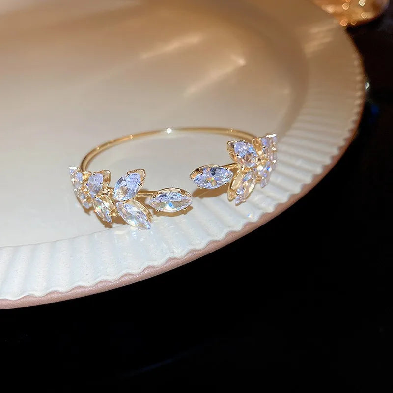 Zircon Leaf Gold Bracelets Jewelry Gift