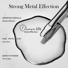 metallic gel polish – silver mirror effect line art French nails