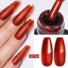 MEET ACROSS 8 Colors Mirror Gel Nail Polish Long-lasting Quick-drying Metallic Gold Silver Red Semi Permanent Varnish Nail Art