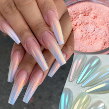 Chrome nail powder aurora pearl nude pink white mirror pigment nail art