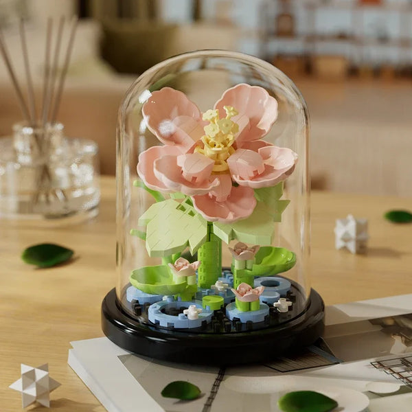 flower bouquet building block – assembled display with dust cover 