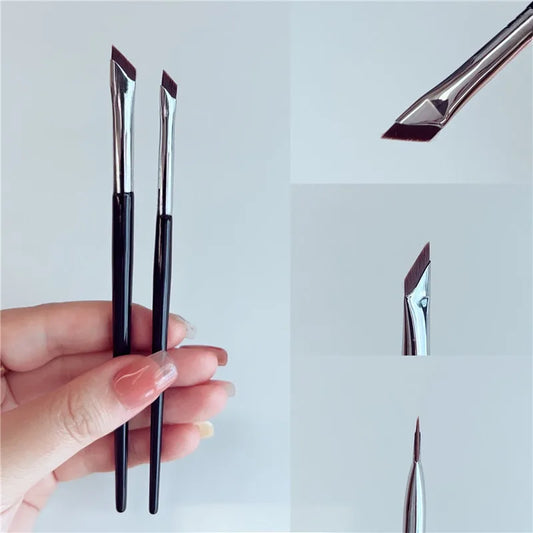 2pcs Angled Tip Eyeliner Brush Ultra Thin Fine Eyebrow Brush Flat Curved Eyeliner Brushes Thin Angled Eyeliner Makeup Tools