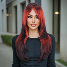 Halloween straight hair wig sleek synthetic fibre style front view.