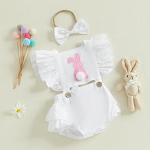 Baby easter romper worn by a baby girl