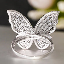925 Sterling Silver Crystal Butterfly Rings Fashion Jewelry Party Gothic Girl's Exaggerated Accessories for Woman