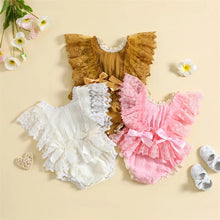 Baby girl lace bodysuit worn by a baby girl