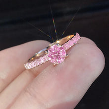 Pink cubic zirconia engagement ring for weddings and proposals