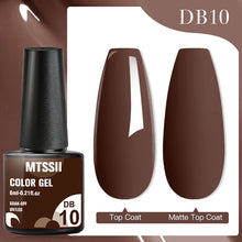 MTSSII color gel with top coat and matte top coat on a white background