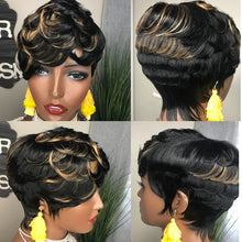 Pixie cut bob wig black women lightweight comfortable all-day wear.