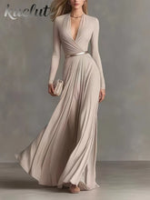 Elegant Sexy Deep V Neck Slim Maxi Dress