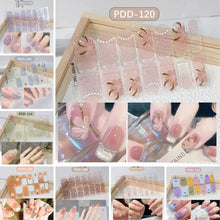 Gel nail stickers 14 strips semi cured floral full cover nail art