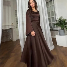 Satin Long Lace Up Slim Evening Dresses