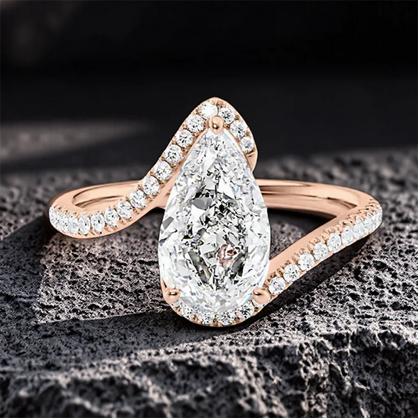 White Zircon Pear Cut Stone Rings Rose Gold /Silver Color Ring