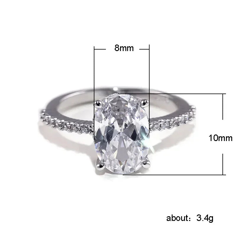 2026 Inlaid Oval Pigeon Egg Cube Zirconia Ring, Fashionable and Personalized Platinum  Engagement High-quality Jewelry