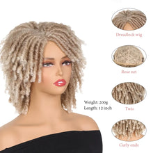 Afro curly braided wig for black women side profile with faux locs detail.