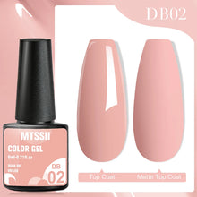 MTSIII color gel polish bottle with a pink nail and 'Top Coat' and 'Matte Top Coat' text on a pink background.