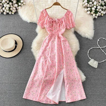Summer Vintage Dress Blue Floral estidos