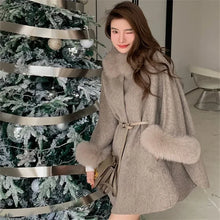 Fur Sleeve Detachable Real Fox Fur Collar 2024 New Autumn Winter Coat Wool Women's Warm A-line Jacket Luxury Thick Female Coat