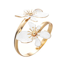 Elegant Enamel Flower Open Cuff Bracelet