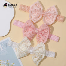 baby girl hair band – soft elastic lace bow headband for newborns
