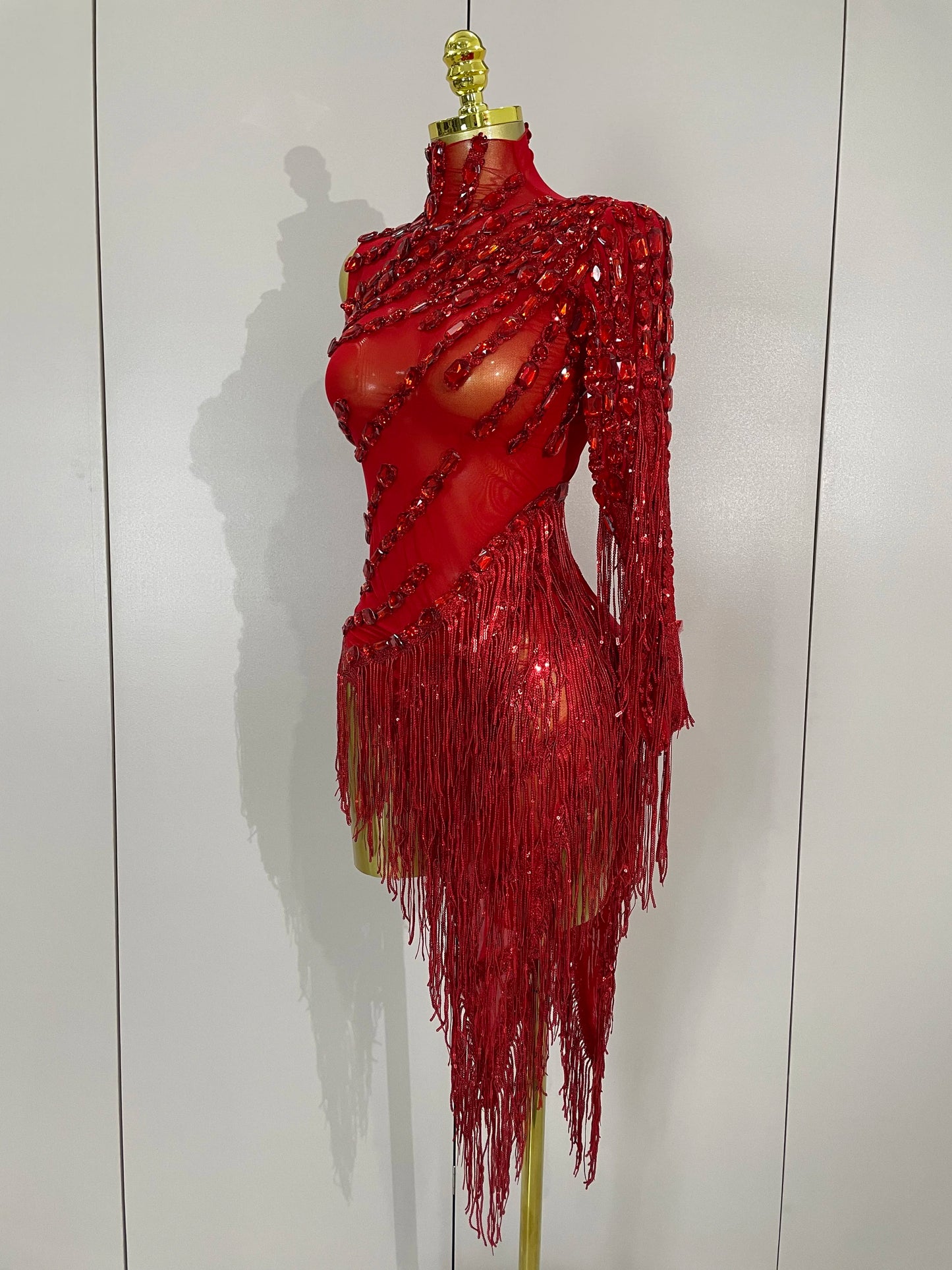 Sparkly Rhinestones Tassel Dress