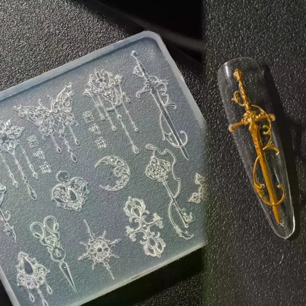 Silicone nail art mold 3D relief flowers and bow tie template