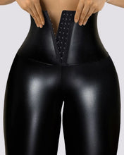 Women's Pants 2024 Spring Fashion Hook Front Liquid Gloss Sauna Sweat Pu Leather High Waist Casual Skinny Daily Long Leggings