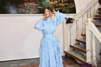 Light Blue Solid Color Casual Trendy Long Sleeve Dress