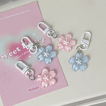 Sakura keychain resin flower sturdy keyring attachment close-up.