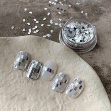 nail glitter decoration – silver square minimalist luxury nail art