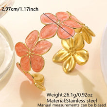  Enamel flower cuff bracelet multicolor vintage floral design.