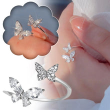 Double Butterfly Adjustable Silver Ring