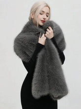Extra Long Faux Fox Fur Stole - Thickened Plush Cape Shawl for Women, Winter Evening Gown Luxury Wrap