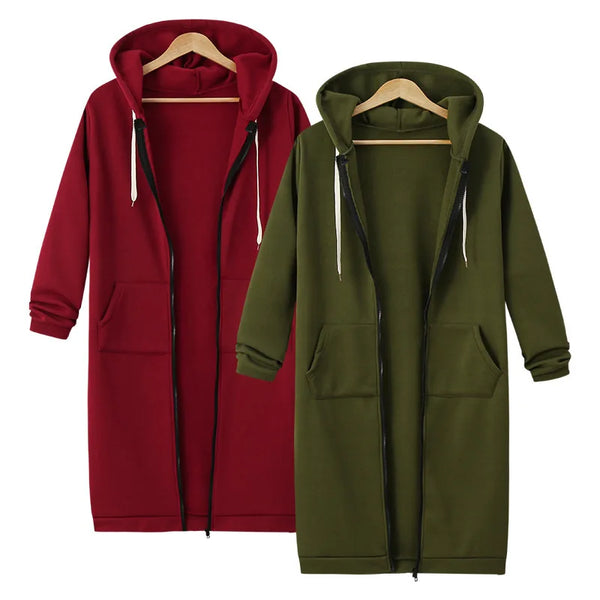 Long Sleeve Mid-Length Sweatshirt Fleece Jacket