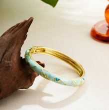Women's Vintage Enamel Bracelet with Small Flower Design Ethnic Style Cloisonne