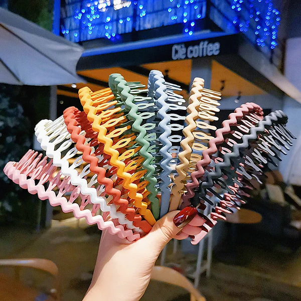 wave hairbands for women – solid colour toothed comb front view