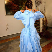 Light Blue Solid Color Casual Trendy Long Sleeve Dress