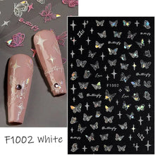 Butterfly nail stickers self-adhesive slider holographic finish