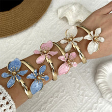 Vibrant Enamel Flower Cuff Bracelets