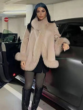 ZADORIN Elegant White Woolen Cape Faux Fur Coat Woman Fur Trim Loose Plush Fur Jacket Woman 2025 Winter Fur Faux Coat Outerwears