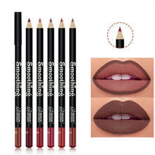 Waterproof matte lip liner applied on model for a precise clean lip look.