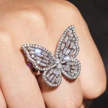 925 Sterling Silver Crystal Butterfly Rings Fashion Jewelry Party Gothic Girl's Exaggerated Accessories for Woman
