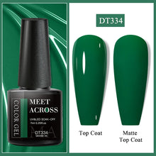 Green nail polish bottle with top coat and matte top coat display on a green background