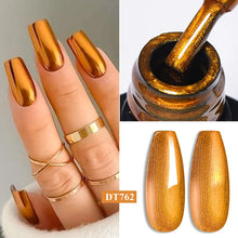 MEET ACROSS 8 Colors Mirror Gel Nail Polish Long-lasting Quick-drying Metallic Gold Silver Red Semi Permanent Varnish Nail Art