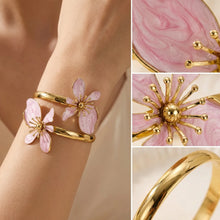 Vibrant Enamel Flower Cuff Bracelets