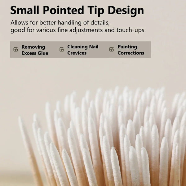 Cotton swabs nail art double-ended fine pointed tips pack