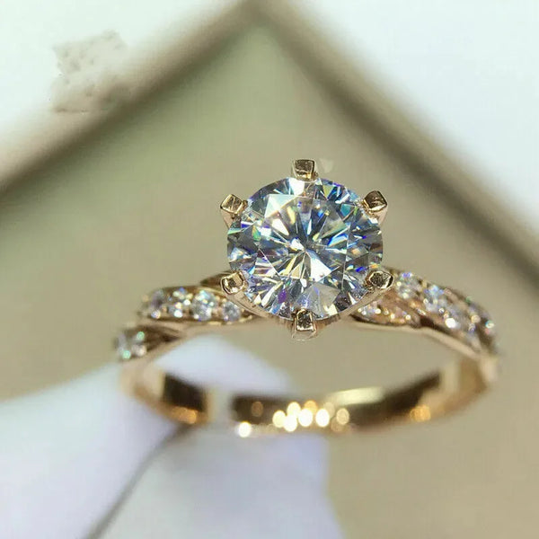 Gold moissanite twist couple ring in stainless steel